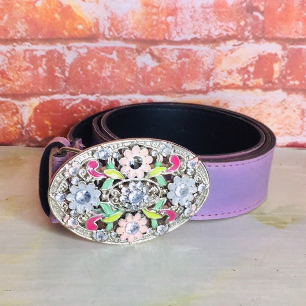 Pure Western  Floral Rhinestone Enamel BuckleBelt